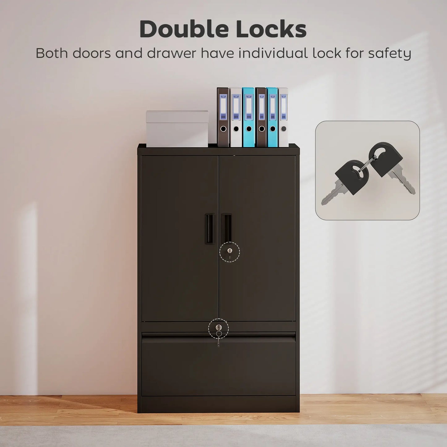 Lateral Filing Cabinet, Metal Storage Cabinet, Black Office Cabinets & Cupboards at Gallery Canada