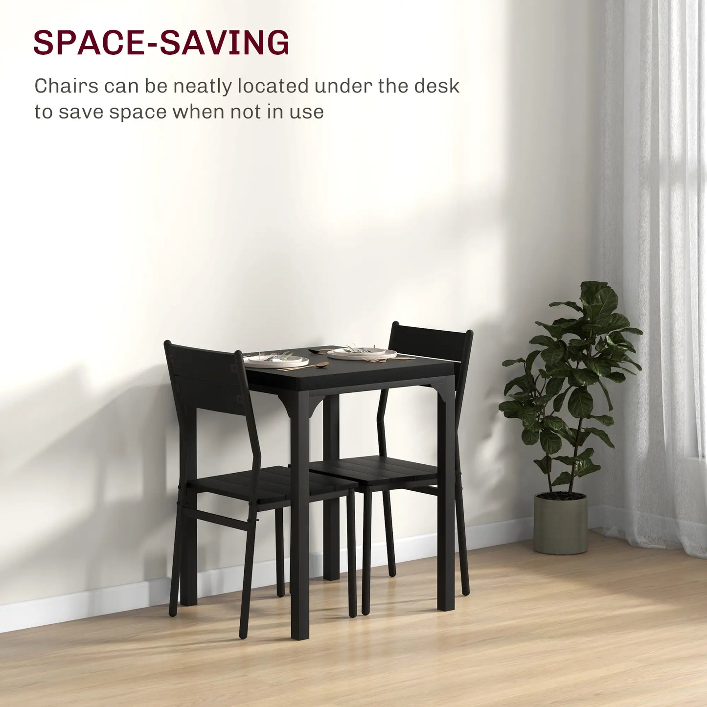 Dining Table Set for 2, 3 Piece Kitchen Table and Chairs, Black Dining Table Sets at Gallery Canada