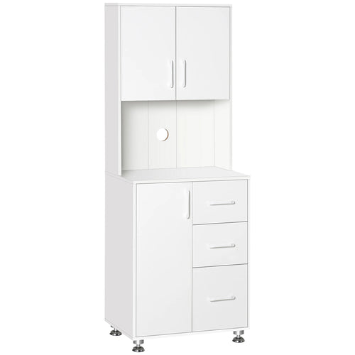 Modern Kitchen Cupboard, Storage Cabinet Hutch, 2 Cabinets, 3 Drawers, White