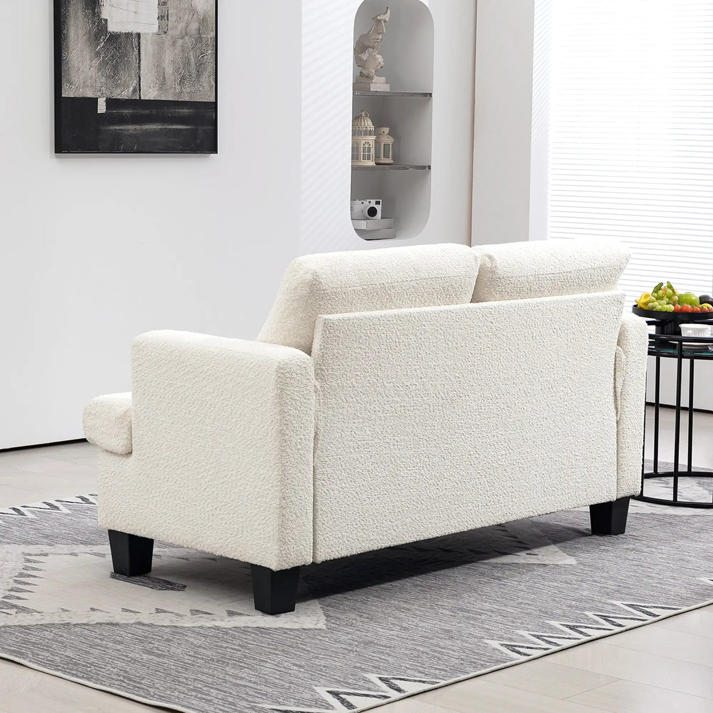 54.3" Loveseat Sofa, 2 Seater, Removable Cushions, Wood Frame, Cream White 2-Seater Sofas at Gallery Canada