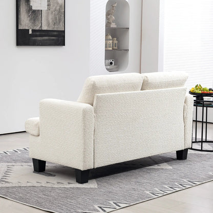 54.3" Loveseat Sofa, 2 Seater, Removable Cushions, Wood Frame, Cream White 2-Seater Sofas at Gallery Canada