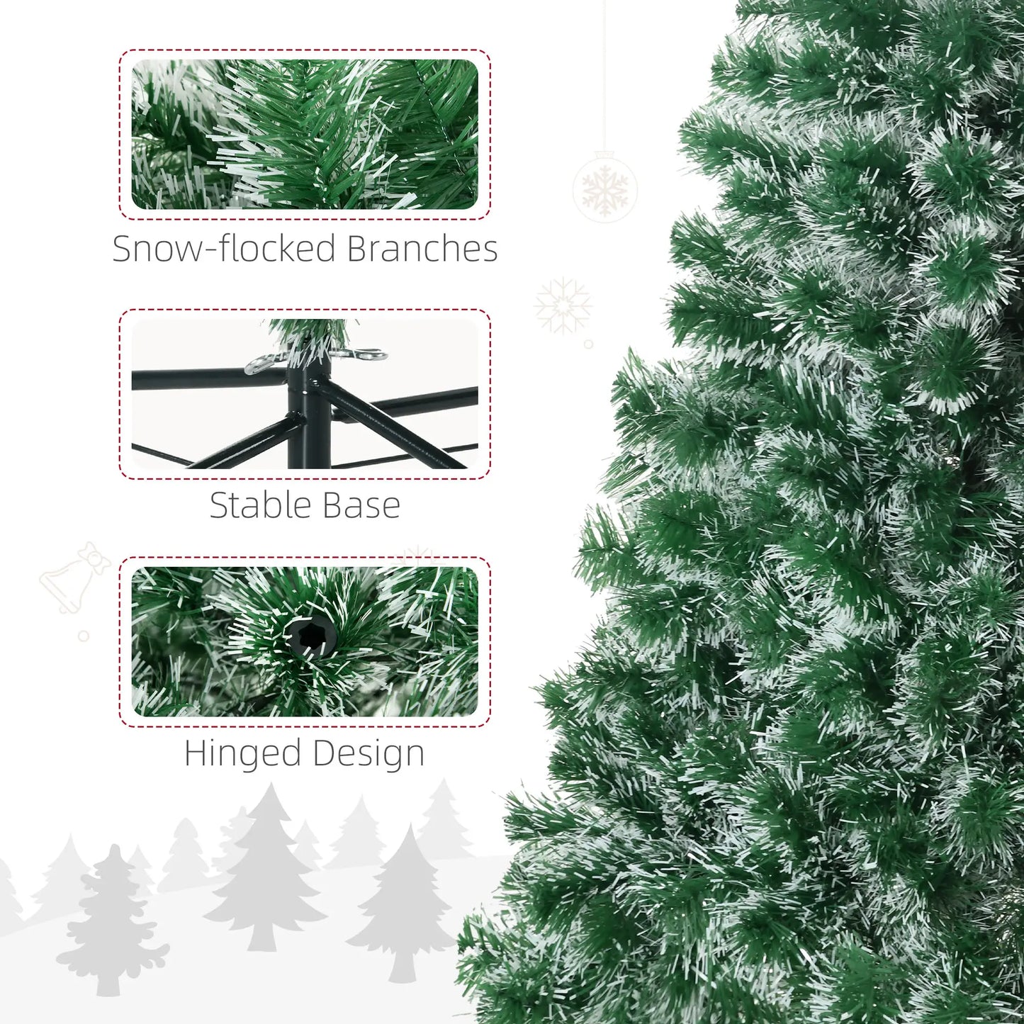 6FT Artificial Christmas Tree, 375 Tips, Metal Stand