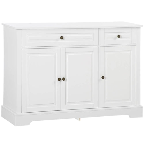 Modern Sideboard Cabinet, 2 Drawers, Adjustable Shelves, White