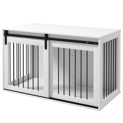 46.5" Dog Crate Furniture, End Side Table for Large Dogs, White Houses, Kennels & Pens White at Gallery Canada