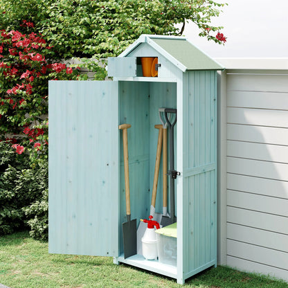 30" x 21" x 71" Garden Storage Shed, Outdoor Tool House, 3 Tier Shelves, Blue Sheds at Gallery Canada