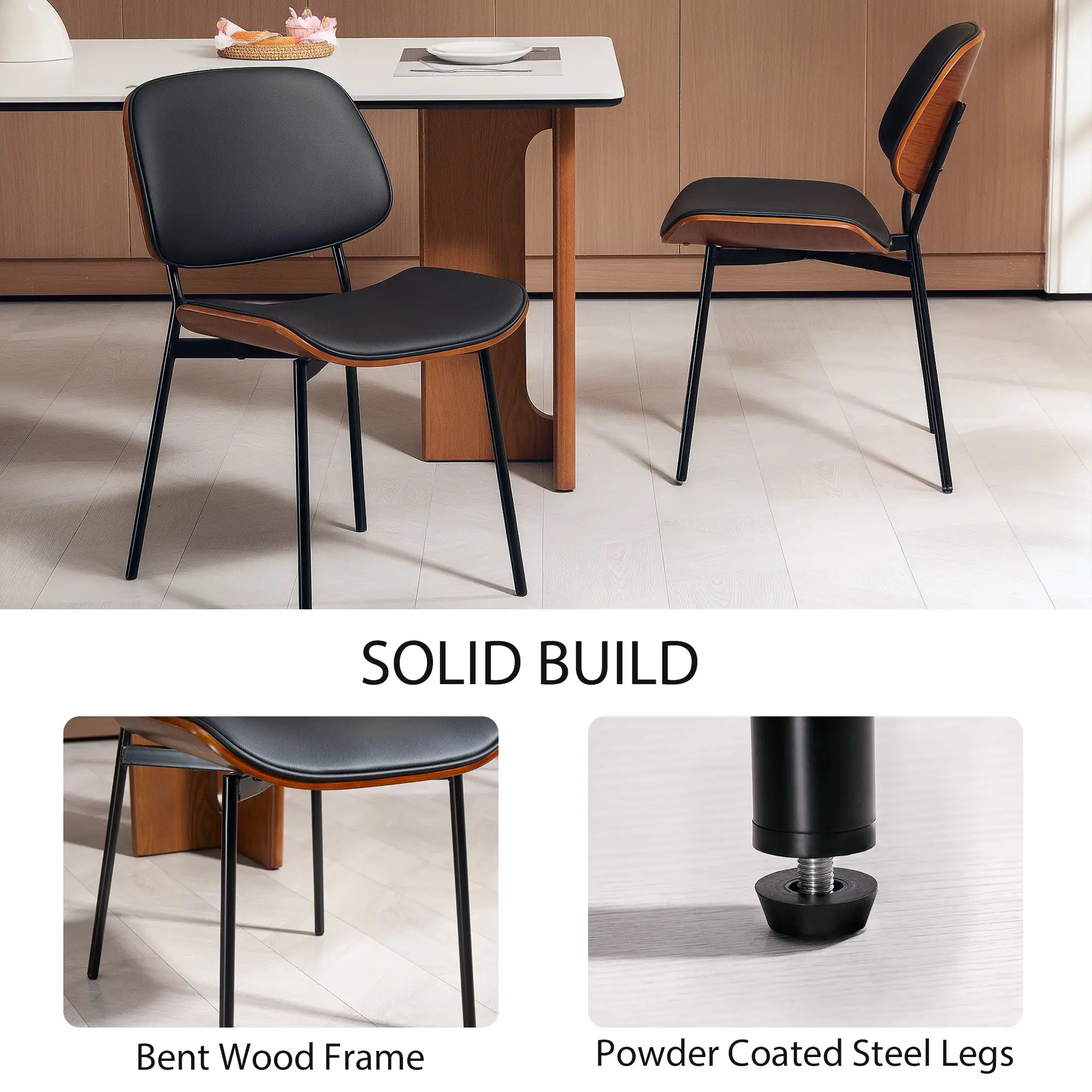 Dining Chairs Set of 2, Mid Century Modern, Bentwood Back, Metal Legs Dining Chairs at Gallery Canada