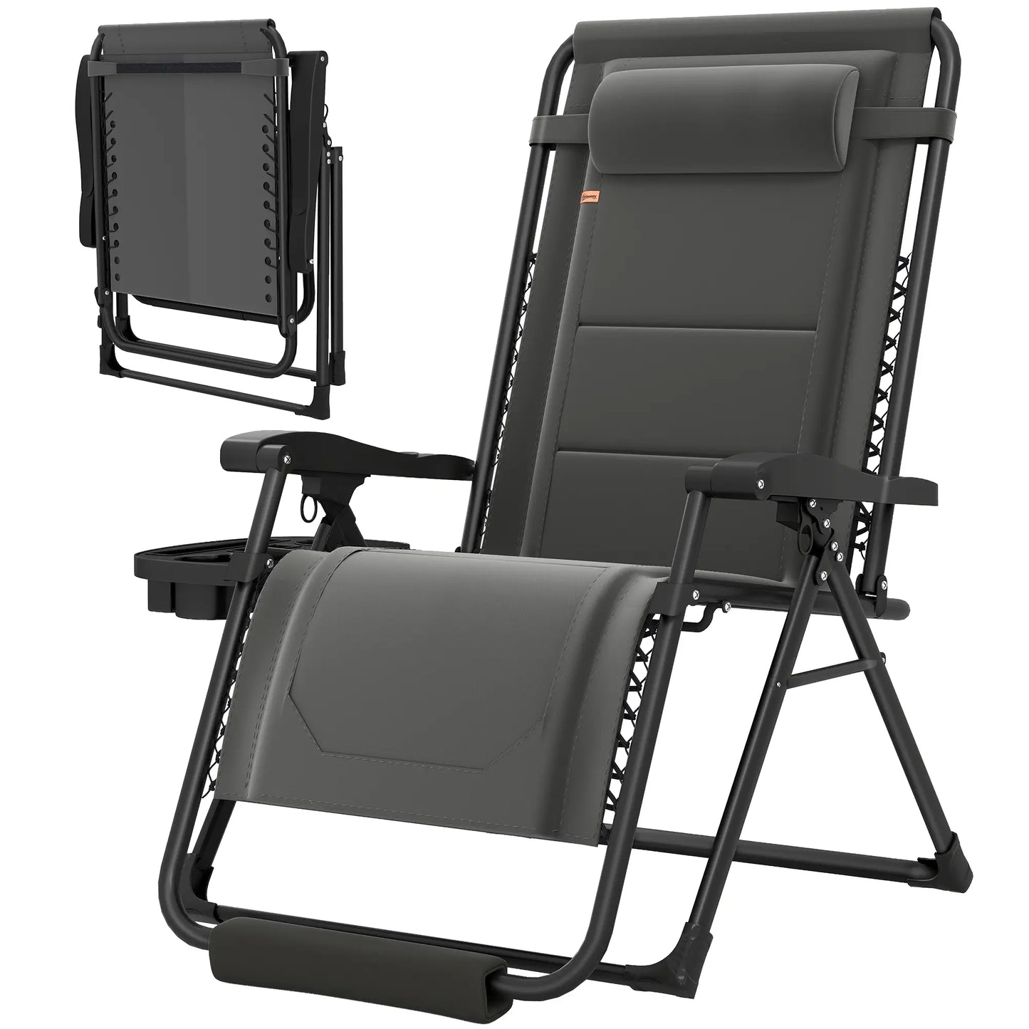 Zero Gravity Chair, Reclining Outdoor Lounger, 400 LBS Capacity, Dark Grey Lounger Chairs Dark Grey, Black at Gallery Canada