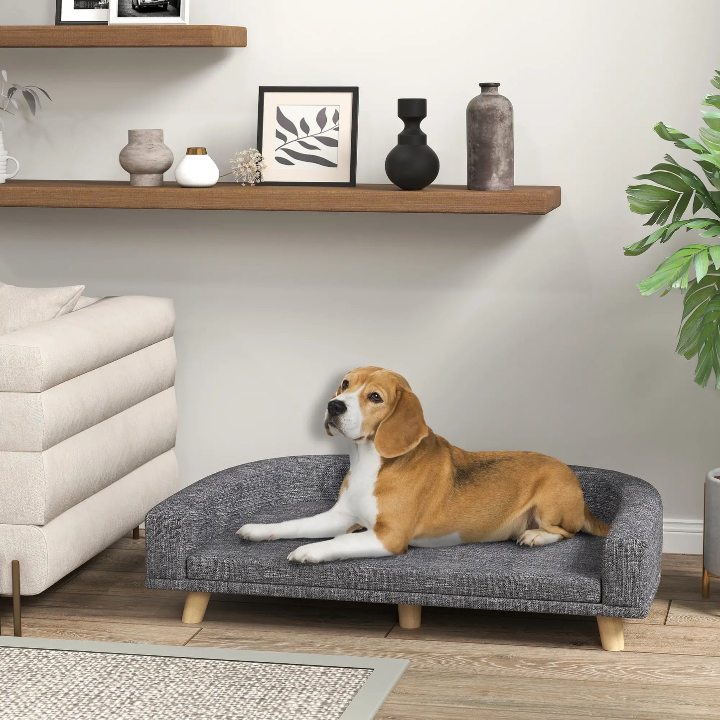 Large Dog Sofa with Washable Cover, Anti-Slip Pads, Dark Grey Dog Sofas at Gallery Canada