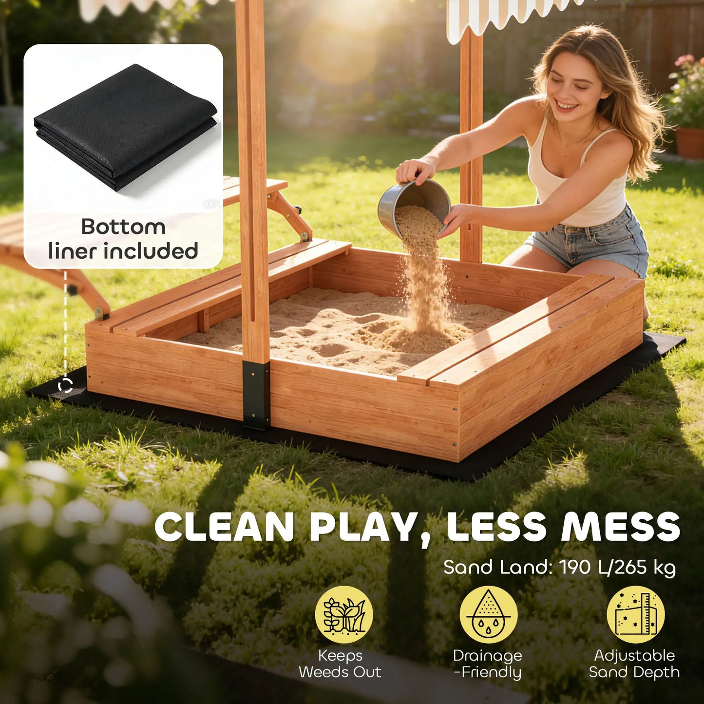 Kids Sandbox With Canopy, Wooden Sand Box, Foldable Picnic Table, Bench Seats Sandboxes & Accessories at Gallery Canada