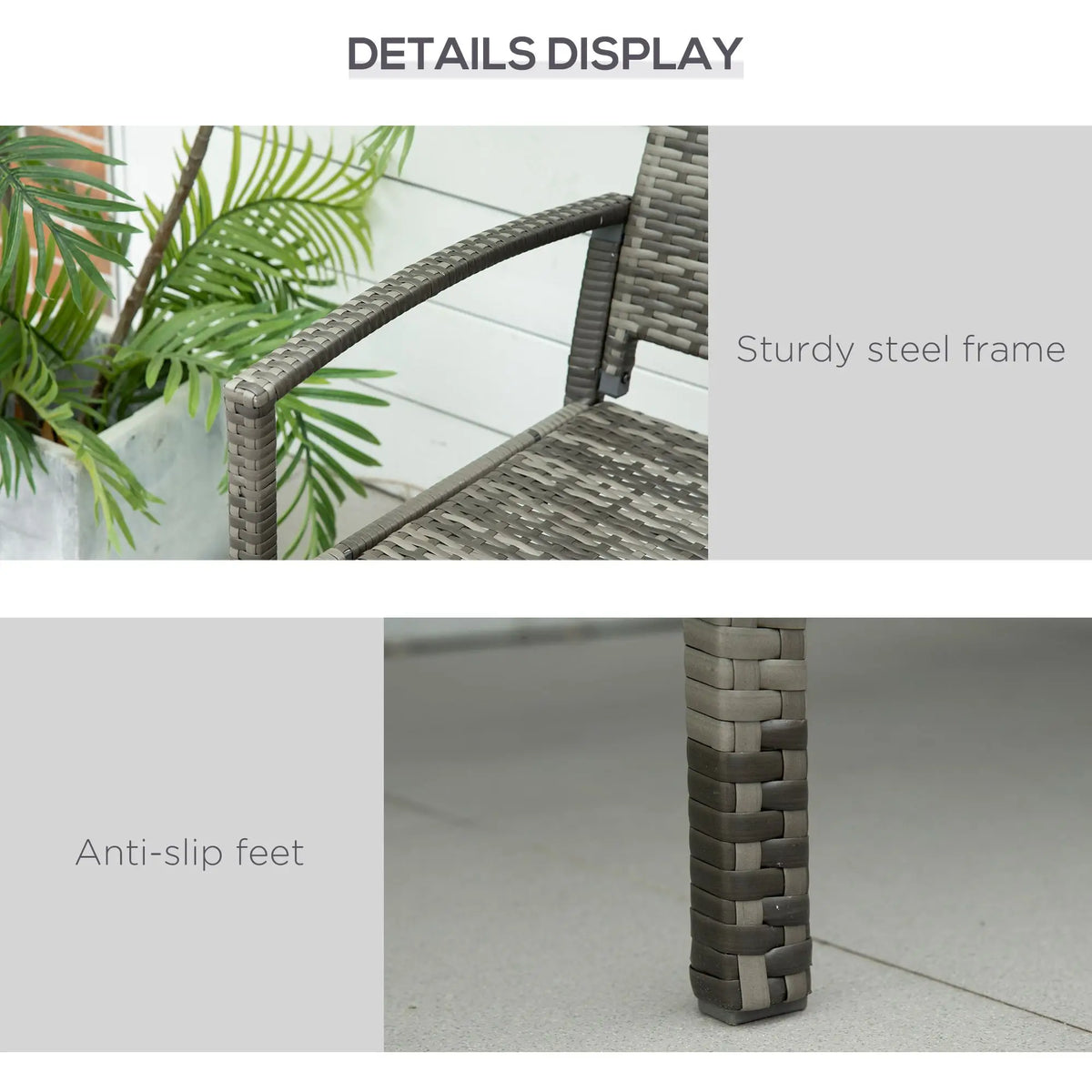 Gray Rattan Wicker Loveseat Garden Bench, Hand Woven, Gray Patio Chairs at Gallery Canada