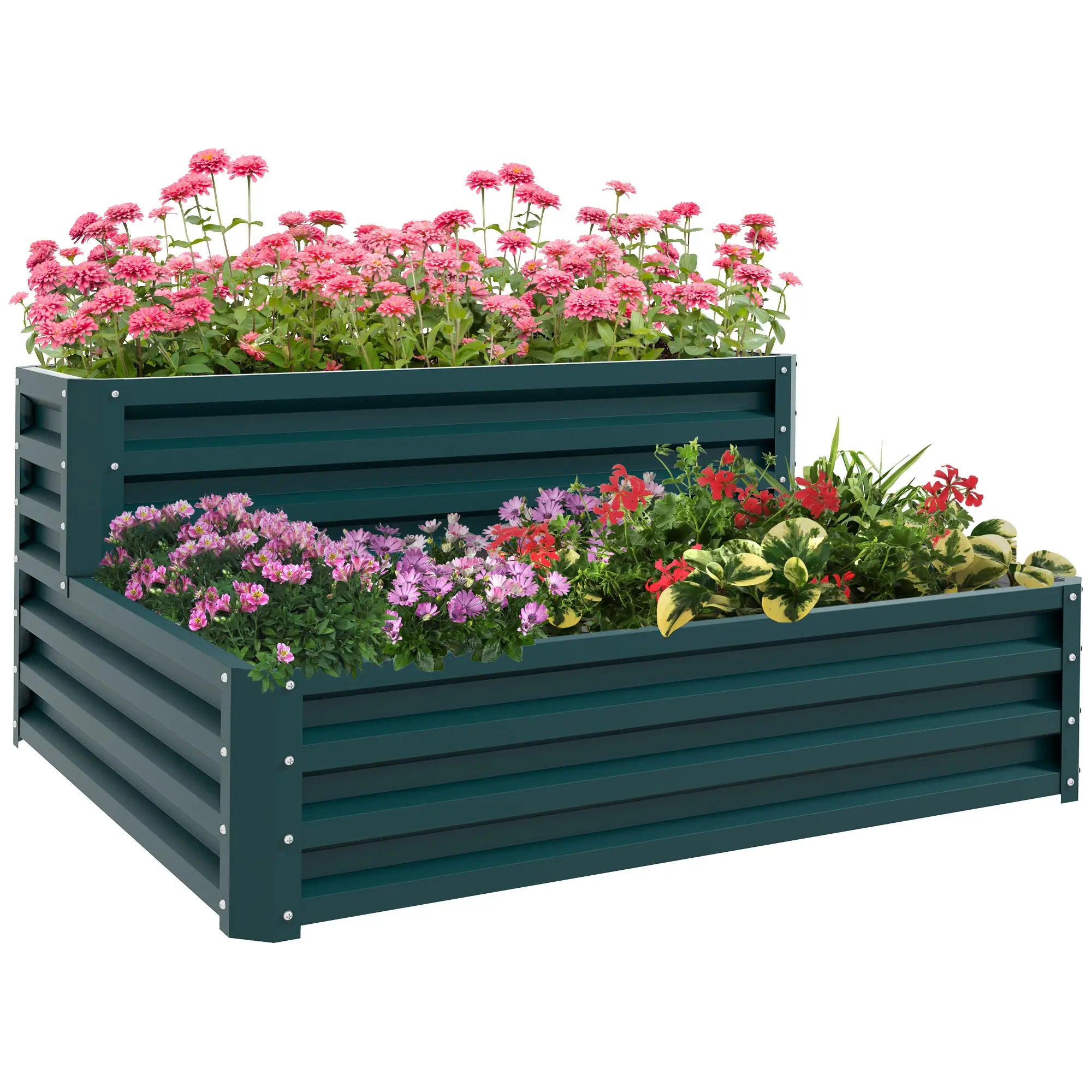 2 Tier Galvanized Raised Garden Bed, Steel Planter Box, 47