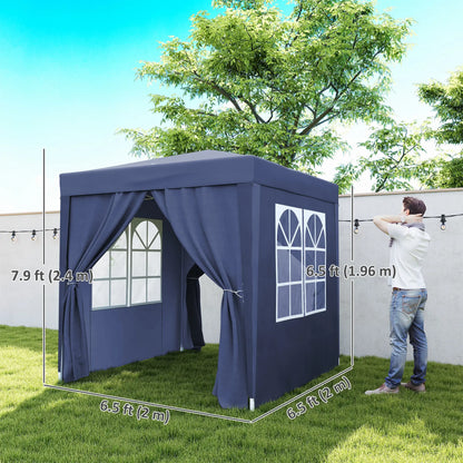 6.6'x6.6' Pop Up Canopy Tent, With Sidewalls And Carry Bag, Blue Pop Up Canopies at Gallery Canada
