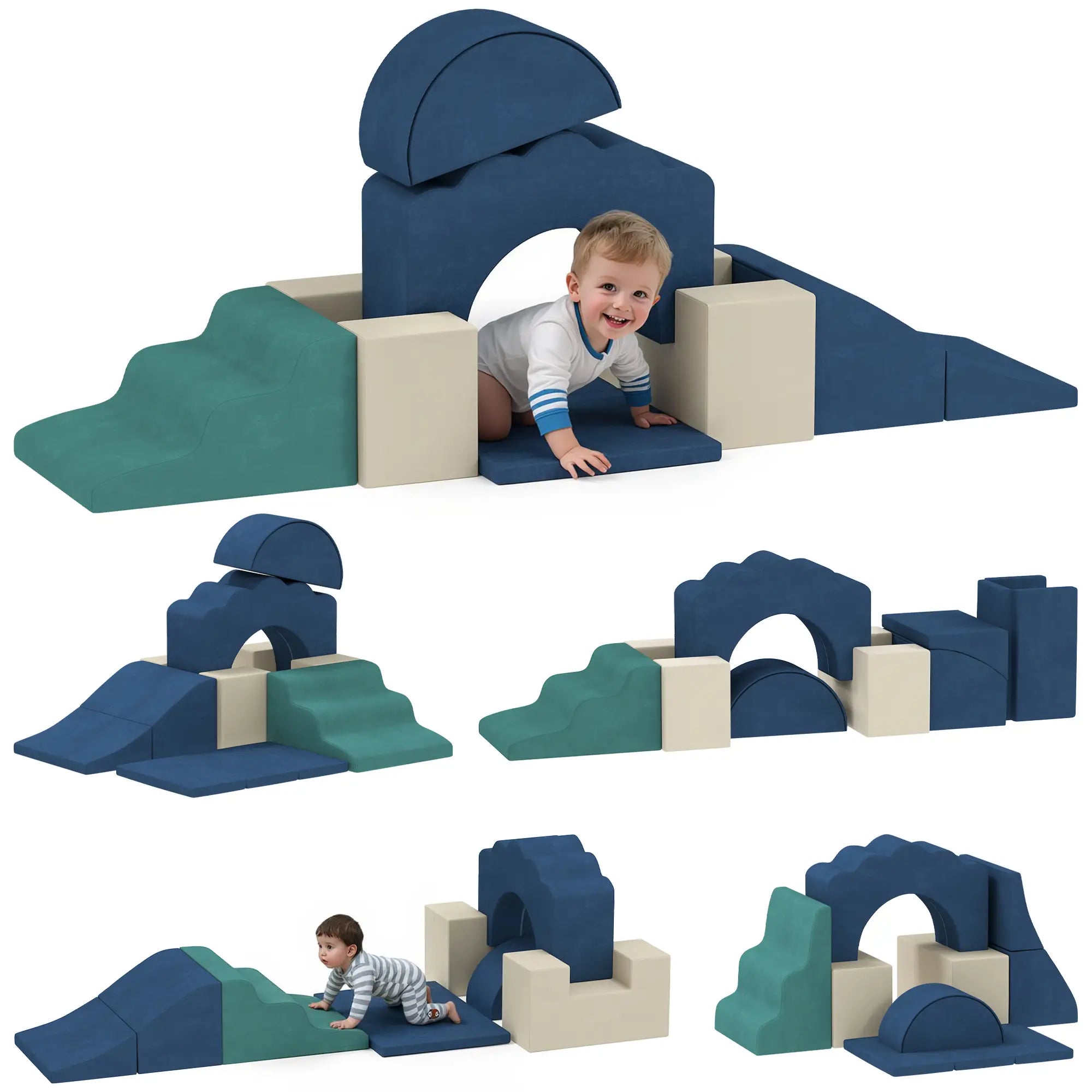 7-Piece Baby Soft Play Set, Indoor Gym for Crawling, Navy Blue Kids Gym & Playmats at Gallery Canada