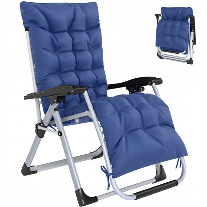 Reclining Zero Gravity Chair, Adjustable Backrest, Folding Garden Lounger, Dark Blue