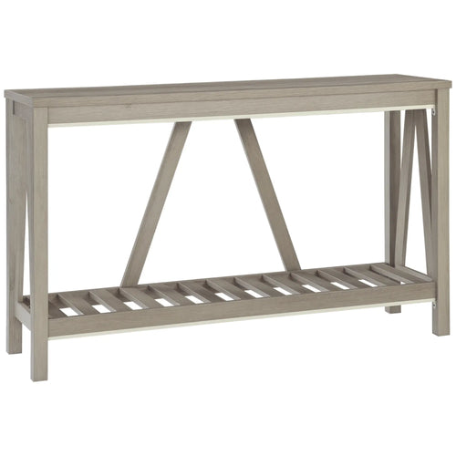 Farmhouse Entryway Table, Rustic Console with Shelf, Distressed, Grey