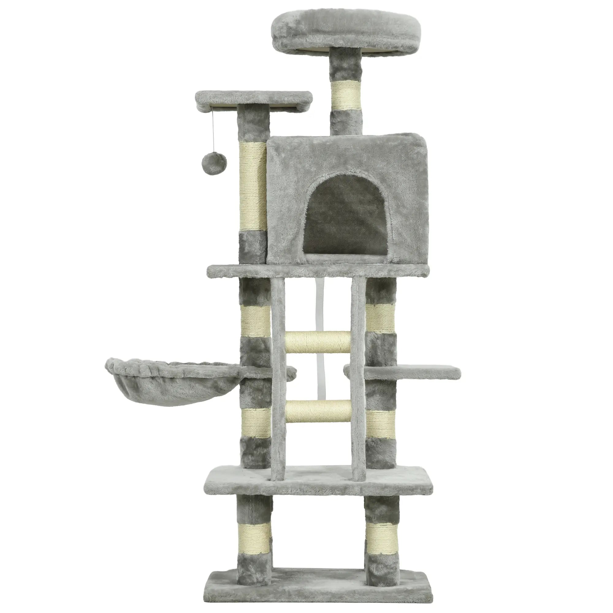 49 Inch Cat Tree for Indoor Cats, Light Grey Cat Towers White and Grey at Gallery Canada