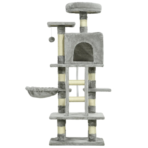 49 Inch Cat Tree for Indoor Cats, Light Grey