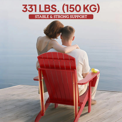 Classic Adirondack Chair, Garden Deck Chair with Cup Holder, Red Patio Chairs at Gallery Canada