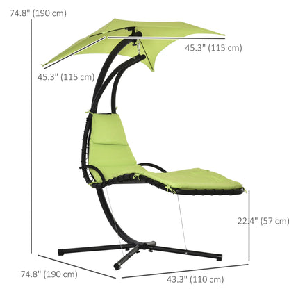 Outdoor Hammock Chair with Stand, Soft Padded Cushion, Canopy Umbrella, Green Patio Swings with Stand at Gallery Canada