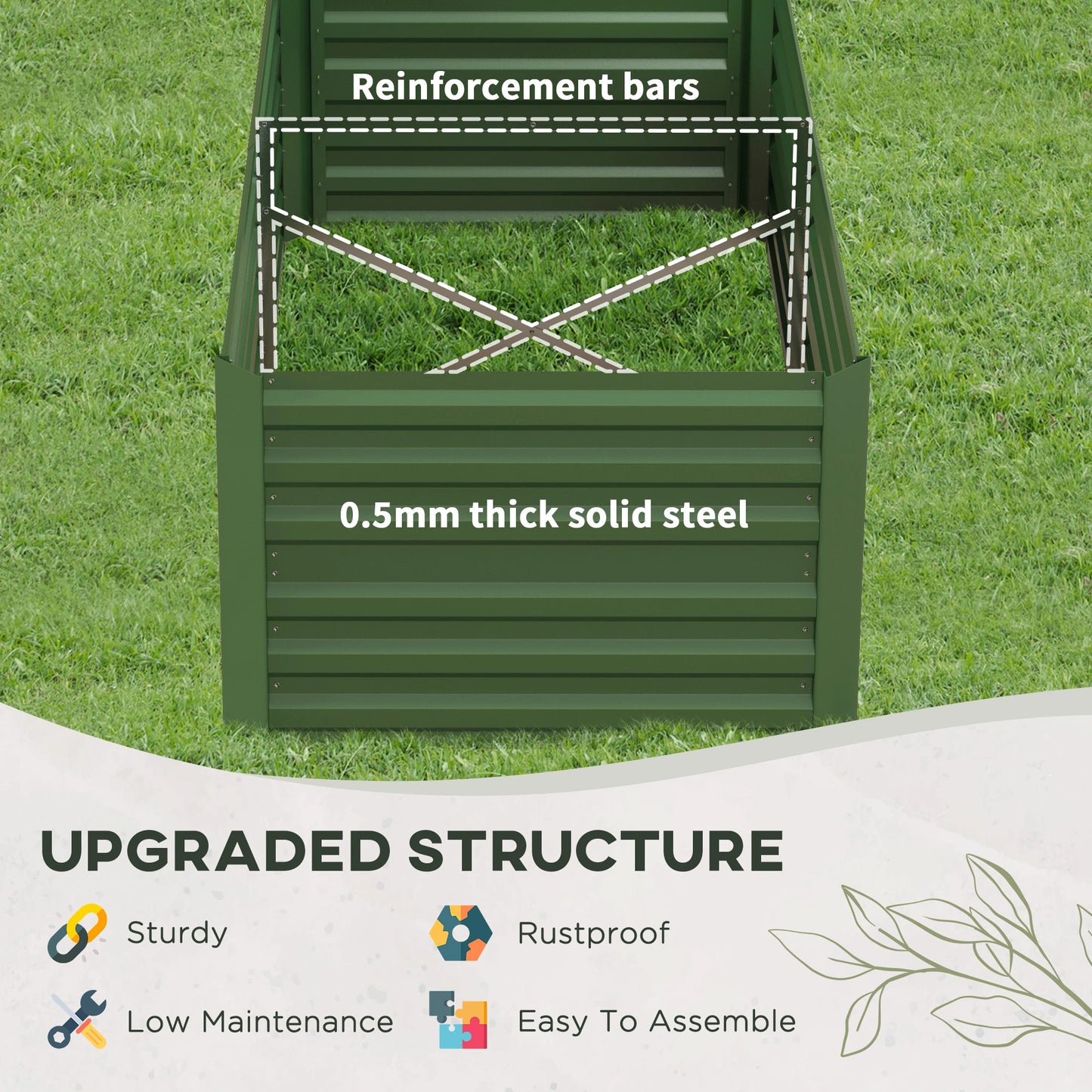 Galvanized Raised Garden Bed, Steel Planter, 71" x 35" x 23", Green Galvanized Planter Boxes at Gallery Canada