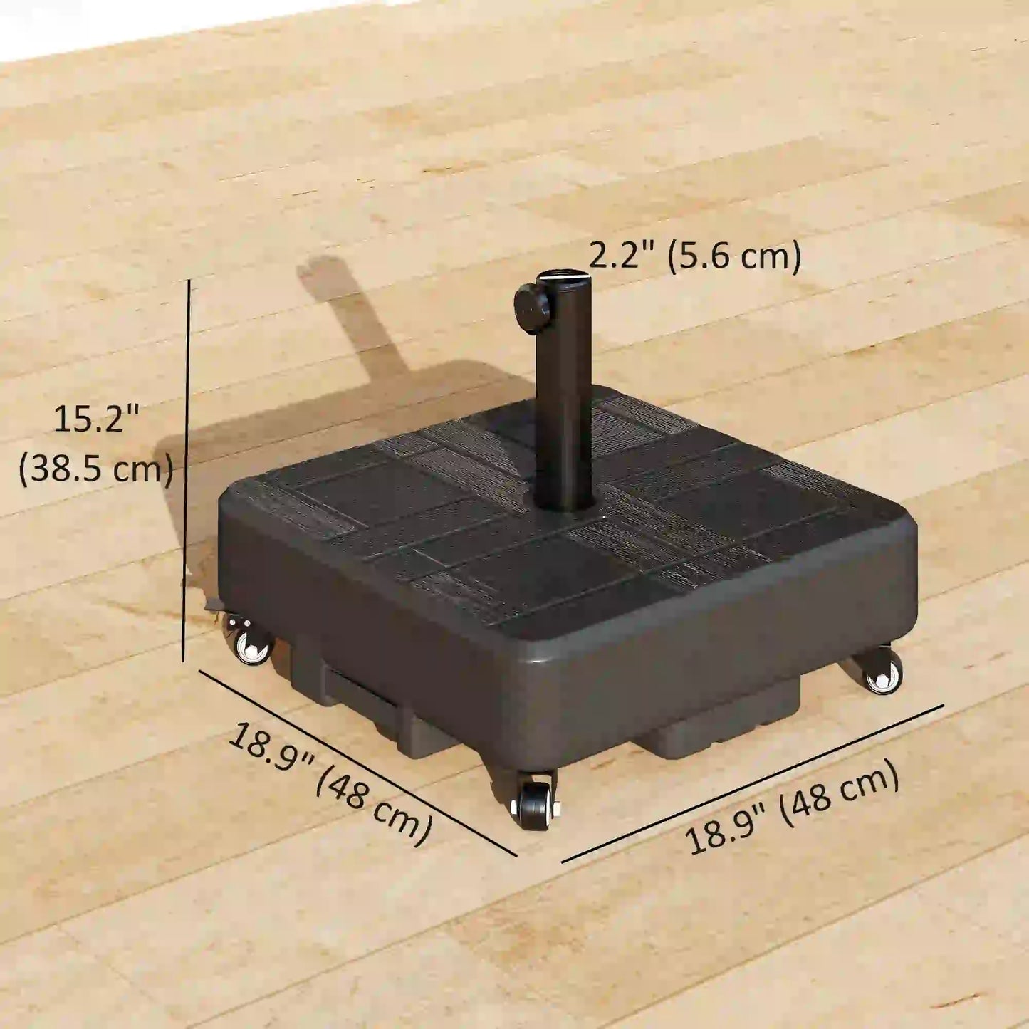 Outdoor Umbrella Base With Wheels, Fillable Stand For 1.5"/1.9" Poles, Black Umbrella Bases at Gallery Canada