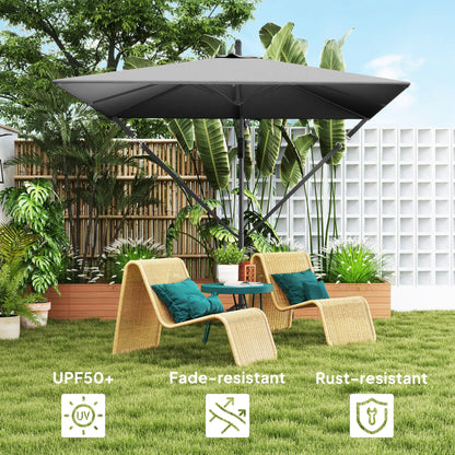 Patio Offset Umbrella, Crank Parasol With Base, Cover, Wind Securing, Khaki Offset Cantilever Umbrellas at Gallery Canada