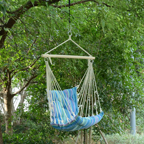 Portable Hanging Woven Hammock, Swing Chair, Outdoor Camping, Blue
