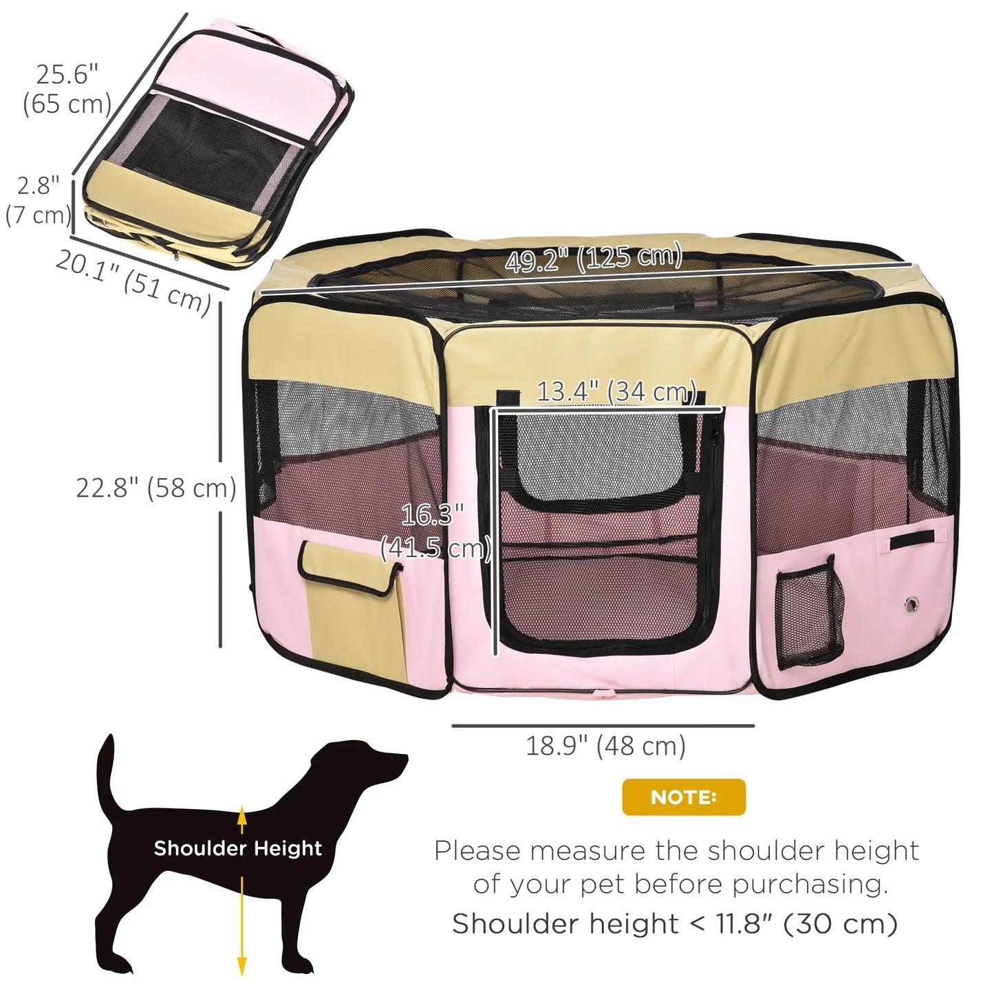 49-Inch Large Pet Playpen, Portable Dog Cat Cage, Carry Bag, Pink Houses, Kennels & Pens at Gallery Canada