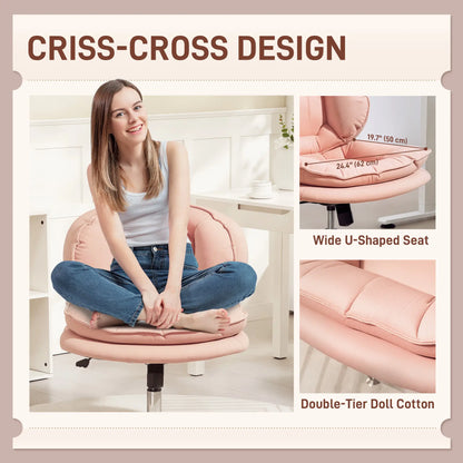 Criss Cross Chair, Swivel Wide Office Chair with Leathaire Upholstery, Tilting, No Arm, Pink Task Chairs at Gallery Canada