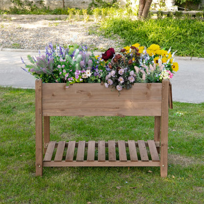 Raised Garden Bed, 8 Grids with Storage Shelf, Elevated Planter Box, Brown Elevated Garden Beds at Gallery Canada