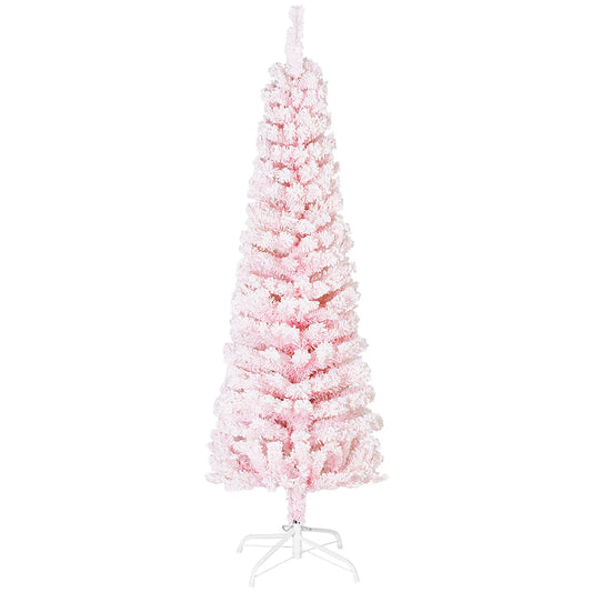 5ft Flocked Pencil Christmas Tree, Realistic Branch Tips, Pink Pencil Christmas Trees Pink at Gallery Canada