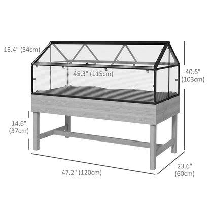 Wood Elevated Planter Box, Cold Frame Greenhouse, Raised Garden Bed, Distressed Grey, Grey Raised Garden Beds at Gallery Canada