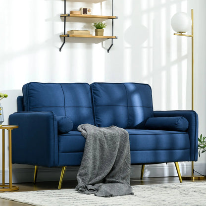 56 Upholstered Loveseat Sofa, 2 Seater with Back Cushions, Blue 2-Seater Sofas at Gallery Canada
