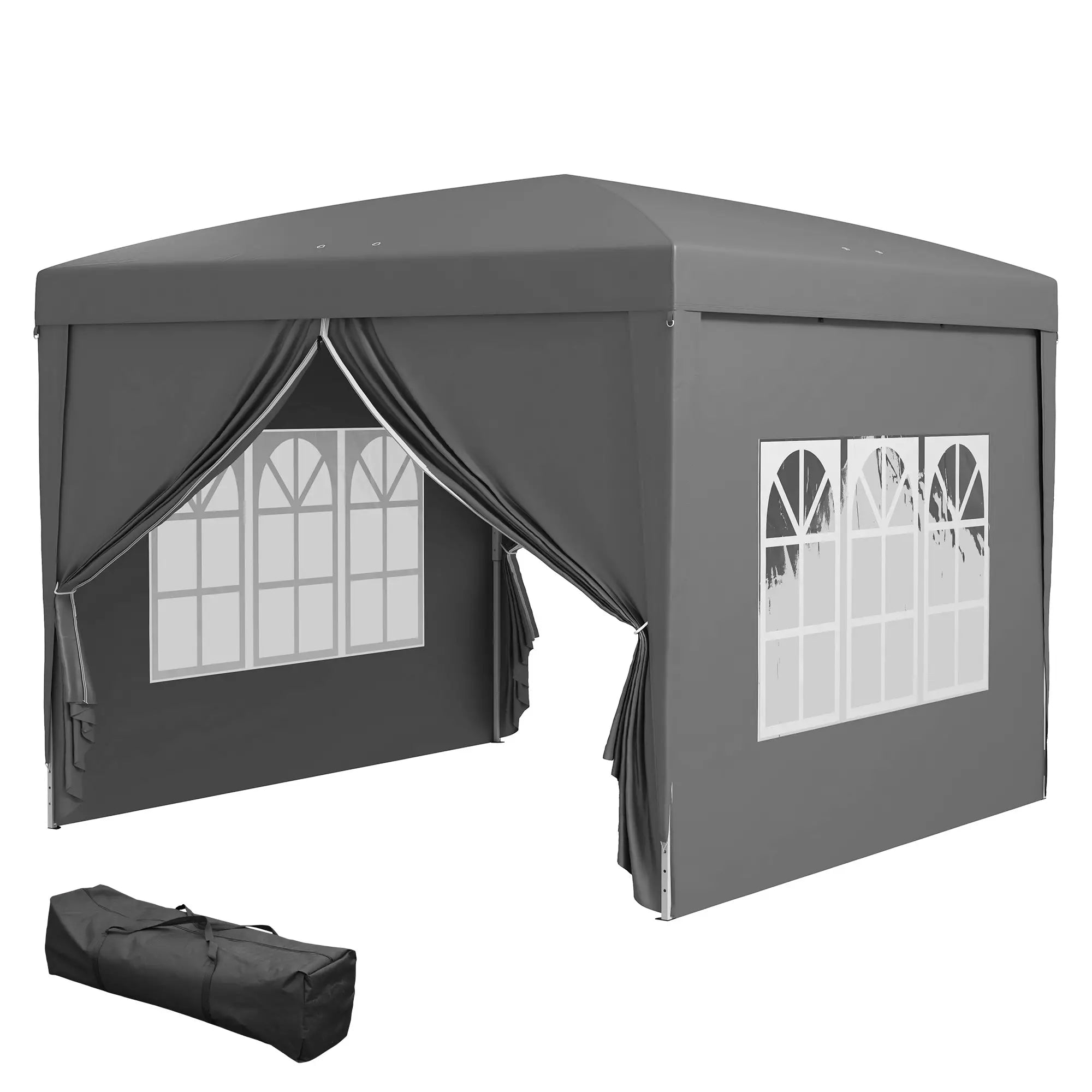 10'x10' Pop Up Party Tent, Wedding Gazebo Canopy, Grey Pop Up Canopies Grey at Gallery Canada