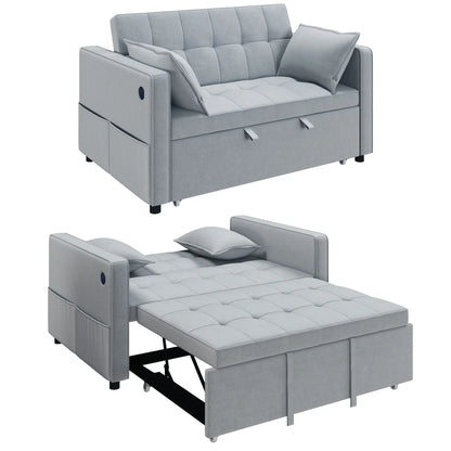 3-In-1 Convertible Sofa Bed, Pull Out Sleeper, Adjustable Backrest, Light Grey 2-Seater Sofas at Gallery Canada