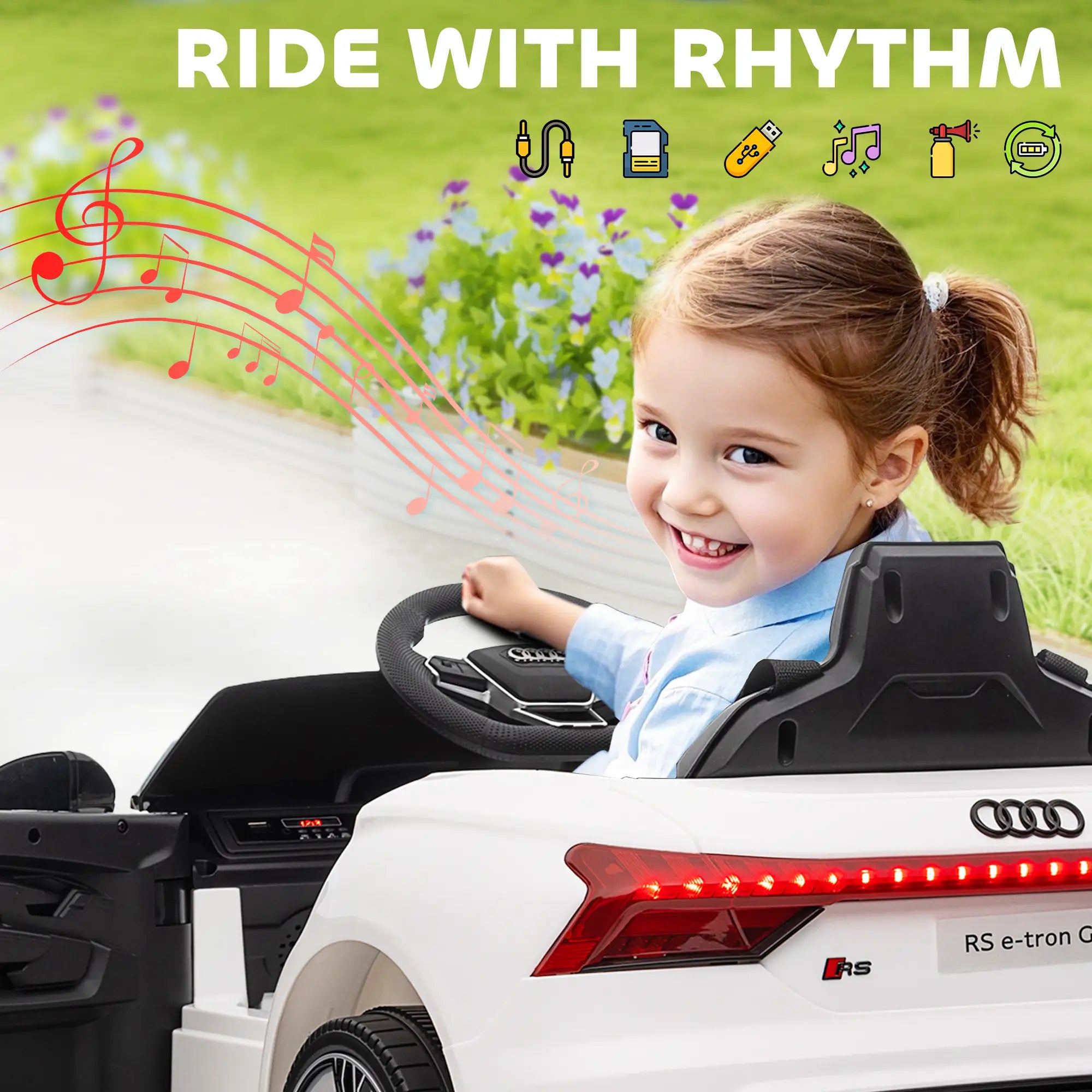 Remote Control Ride On Car, 12V Electric Toy for Kids, White Electric Toy Cars at Gallery Canada