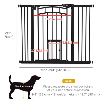 Auto-Close Pet Gate With Cat Door, Double Locking, Fits 29"-39.4" Wide, Black Houses, Kennels & Pens at Gallery Canada