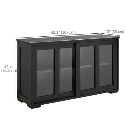 Modern Kitchen Sideboard, Stackable Storage Cabinet, Sliding Glass Door, Black Bar Cabinets at Gallery Canada