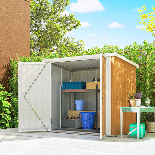 5' x 3' Metal Garden Storage Shed, Double Doors For Backyard