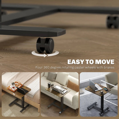 Pneumatic Standing Desk, Adjustable Height, 43 Inch, Rustic Brown Office Desks & Work Stations at Gallery Canada