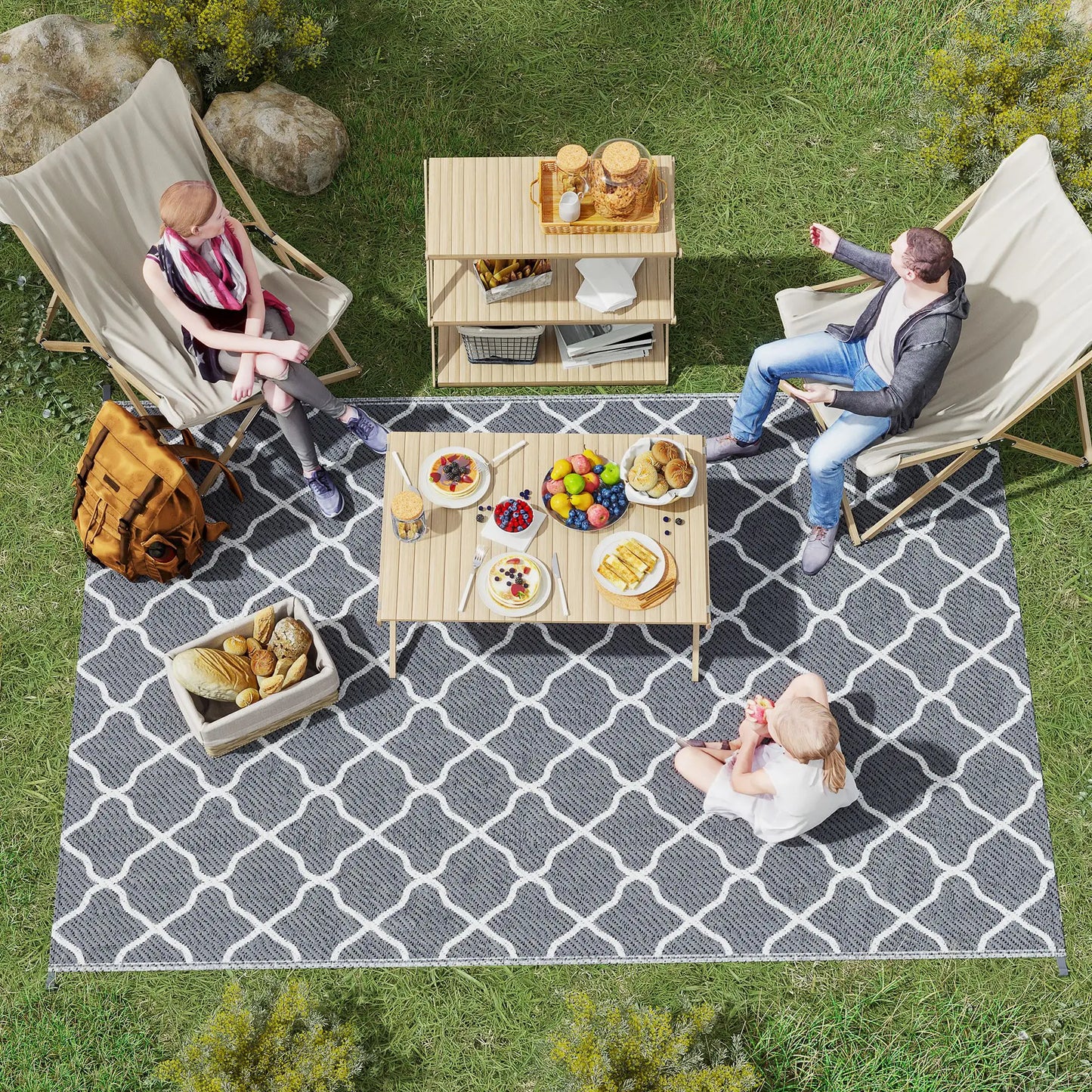 Waterproof Outdoor Rug, 6' x 9', Reversible RV Mat, Grey & White Garden Decor at Gallery Canada
