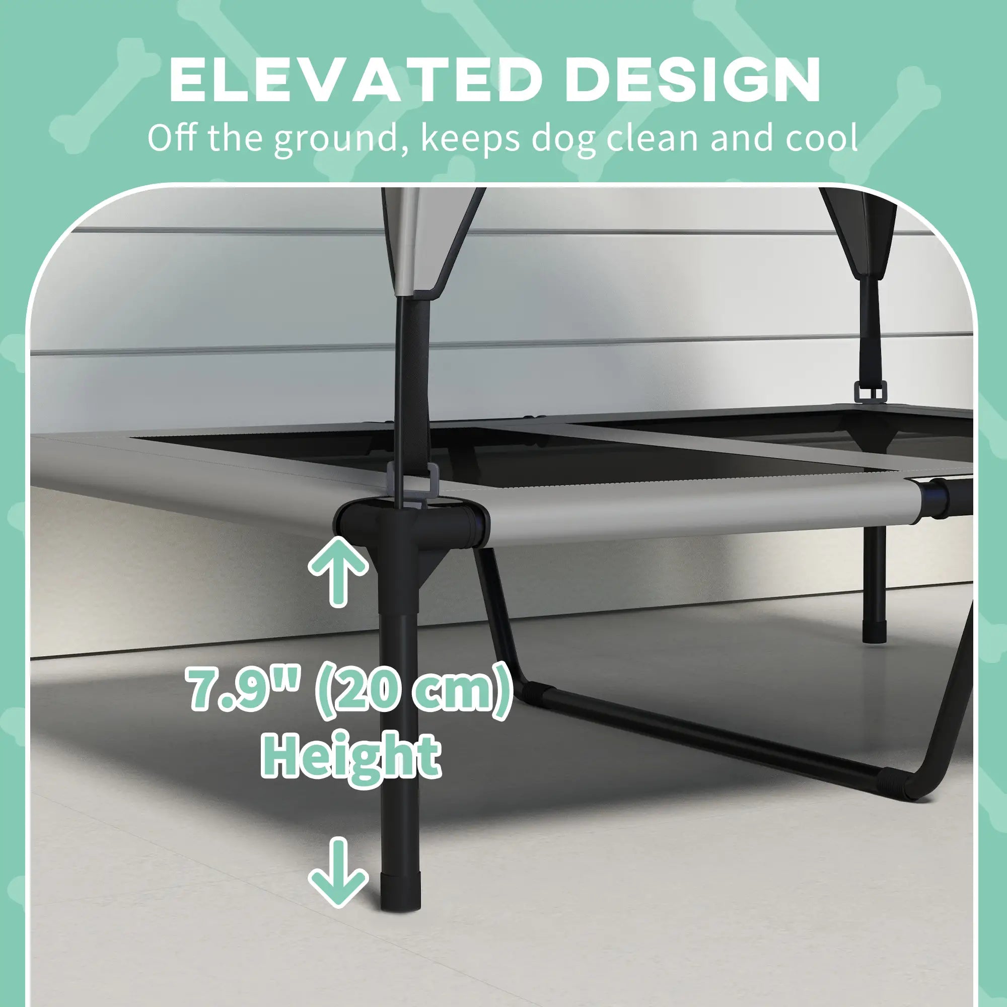 Raised Dog Bed, Cooling Cot with Canopy, Washable Mesh, Medium Large, Light Grey Elevated Dog Beds at Gallery Canada