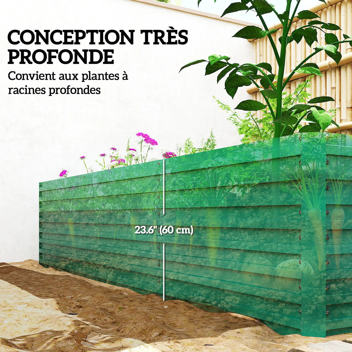 8' x 4' x 2' Raised Garden Bed, Galvanized Planter Box, Green Raised Garden Beds at Gallery Canada