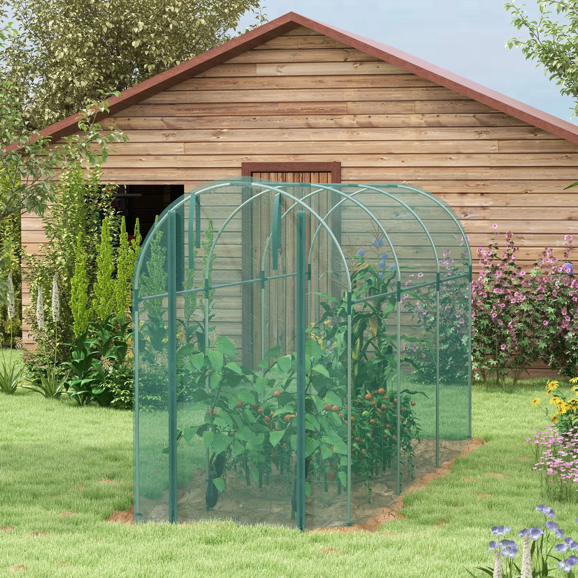 Galvanized Steel Crop Cage, Plant Protection Tent, 4' x 12', Green Walk In Greenhouses at Gallery Canada