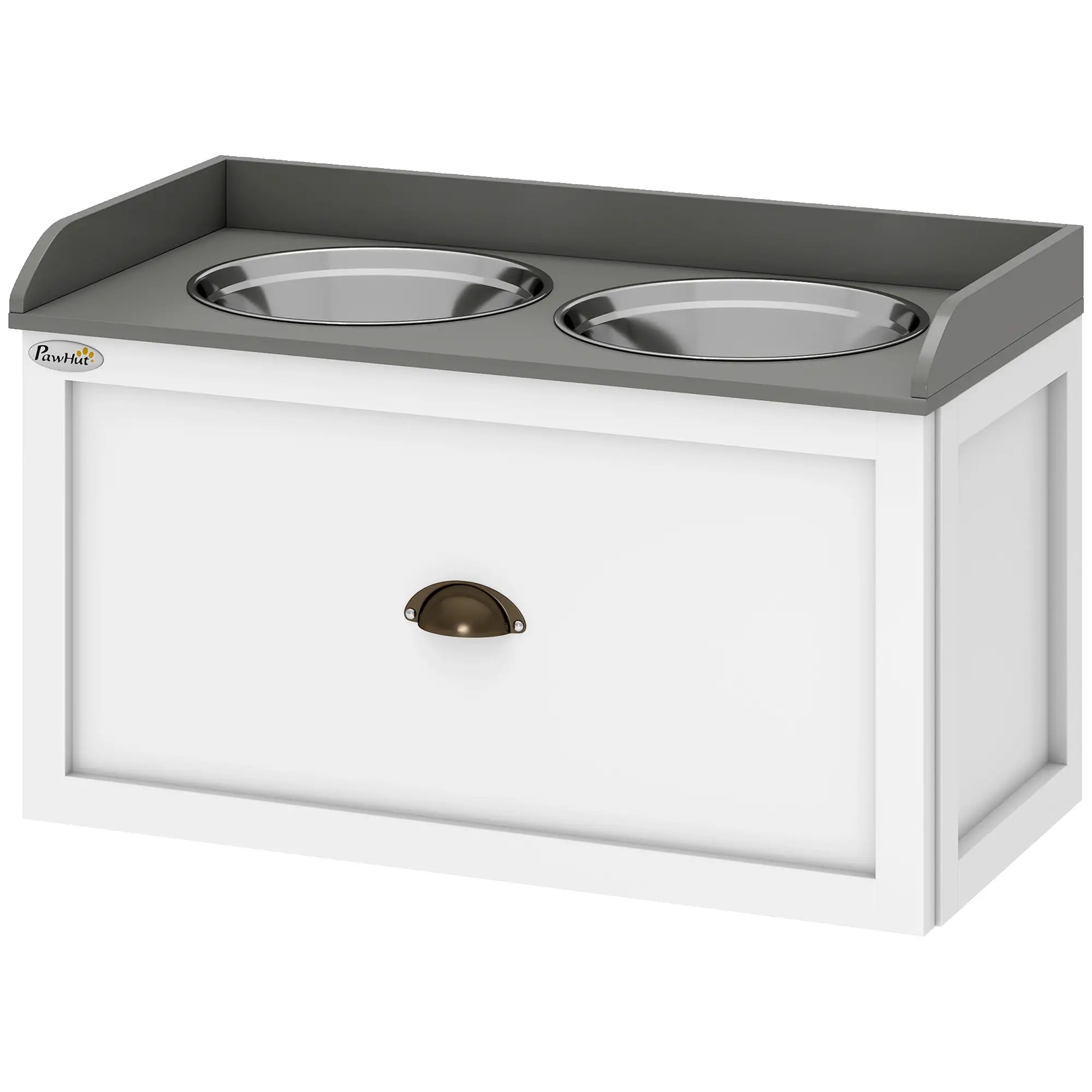Raised Dog Bowls Feeding Station, 2 Stainless Steel Bowls, 23.6