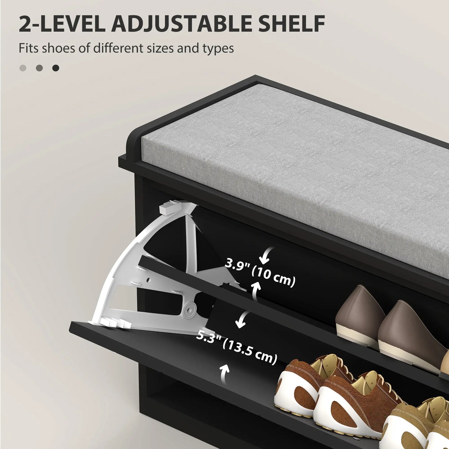 Upholstered Shoe Storage Bench with Flip Drawer, Adjustable Shelf, Fits 10 Pairs Shoe Storage Cabinets & Racks at Gallery Canada