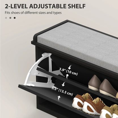 Upholstered Shoe Storage Bench with Flip Drawer, Adjustable Shelf, Fits 10 Pairs Shoe Storage Cabinets & Racks at Gallery Canada