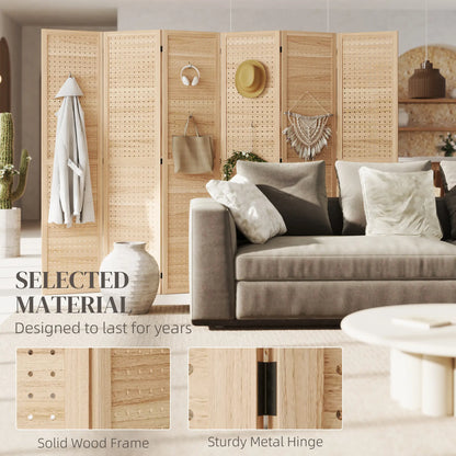 5.6 Ft. Tall 6-Panel Room Divider, Freestanding Folding Privacy Screen, Natural Room Dividers at Gallery Canada