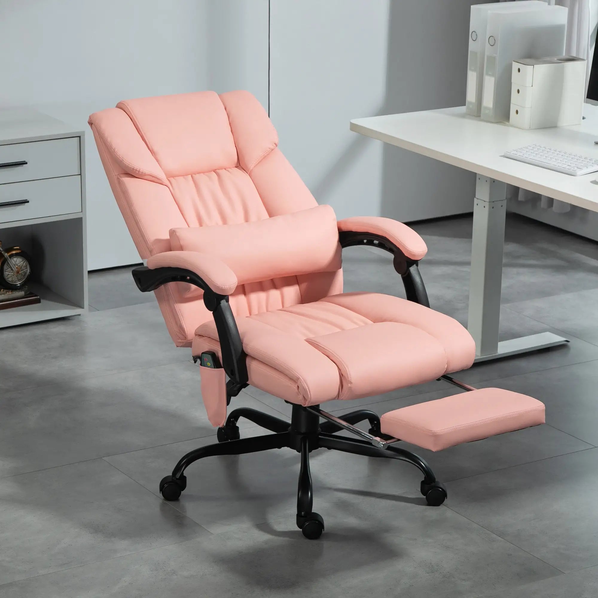 6-Point Vibration Massage Chair, Adjustable Height, Retractable Footrest, Pink Massage Chairs at Gallery Canada