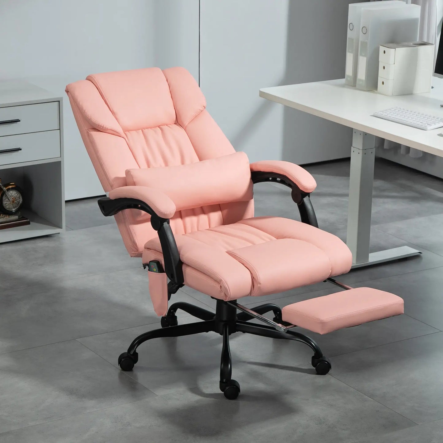 6-Point Vibration Massage Chair, Adjustable Height, Retractable Footrest, Pink Massage Chairs at Gallery Canada